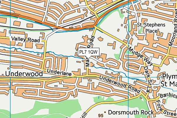 Underwood Recreation Ground map (PL7 1QW) - OS VectorMap District (Ordnance Survey)