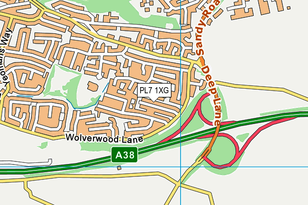 PL7 1XG map - OS VectorMap District (Ordnance Survey)