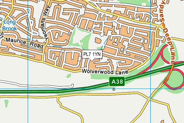 PL7 1YN map - OS VectorMap District (Ordnance Survey)