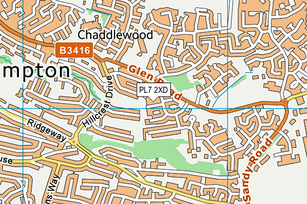 PL7 2XD map - OS VectorMap District (Ordnance Survey)