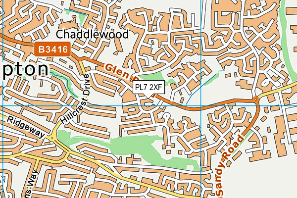 PL7 2XF map - OS VectorMap District (Ordnance Survey)