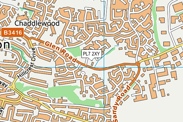 PL7 2XY map - OS VectorMap District (Ordnance Survey)