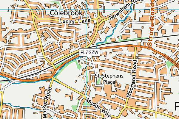 PL7 2ZW map - OS VectorMap District (Ordnance Survey)