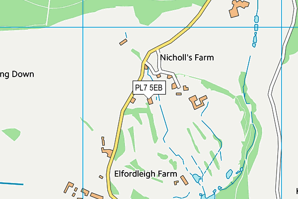 Elfordleigh Hotel Golf & Leisure Club map (PL7 5EB) - OS VectorMap District (Ordnance Survey)