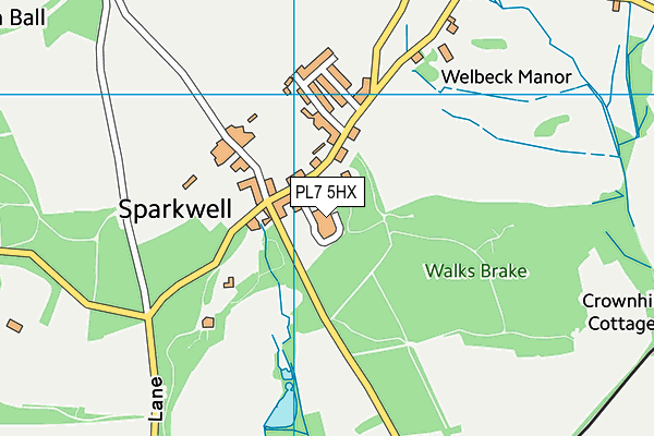 Sparkwell Playing Field map (PL7 5HX) - OS VectorMap District (Ordnance Survey)