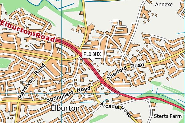 PL9 8HX map - OS VectorMap District (Ordnance Survey)