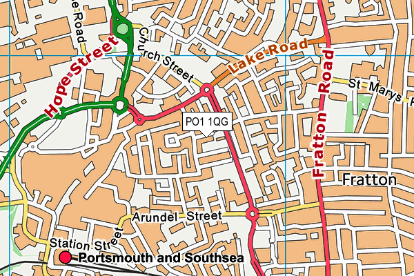 PO1 1QG map - OS VectorMap District (Ordnance Survey)