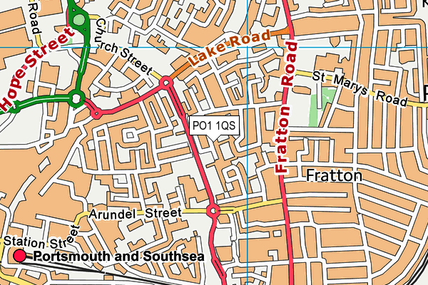 PO1 1QS map - OS VectorMap District (Ordnance Survey)