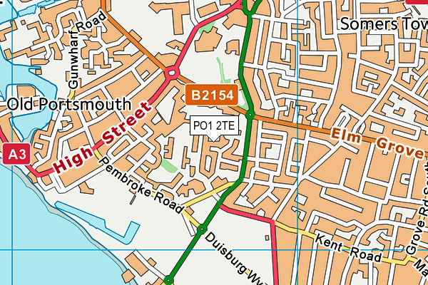 PO1 2TE map - OS VectorMap District (Ordnance Survey)