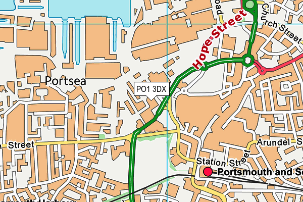 PO1 3DX map - OS VectorMap District (Ordnance Survey)