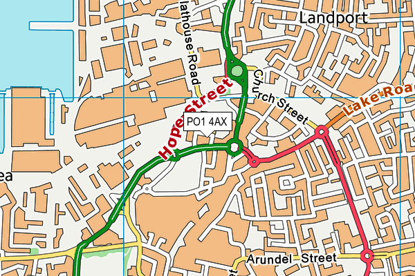 PO1 4AX map - OS VectorMap District (Ordnance Survey)