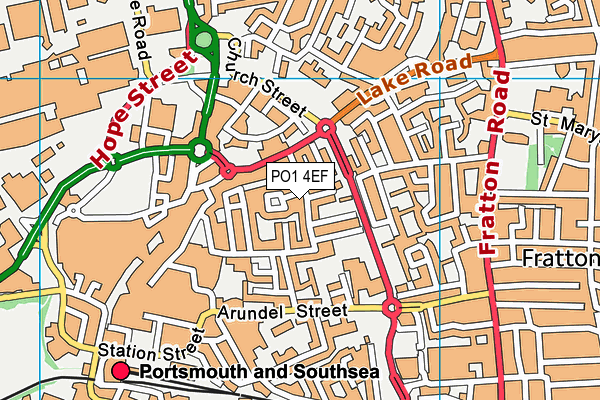 PO1 4EF map - OS VectorMap District (Ordnance Survey)