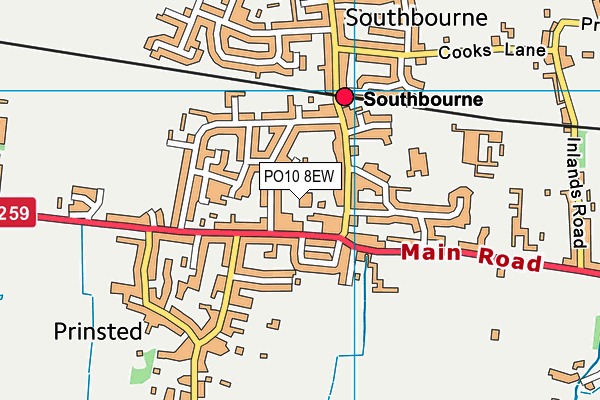 PO10 8EW map - OS VectorMap District (Ordnance Survey)