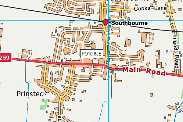 PO10 8JE map - OS VectorMap District (Ordnance Survey)
