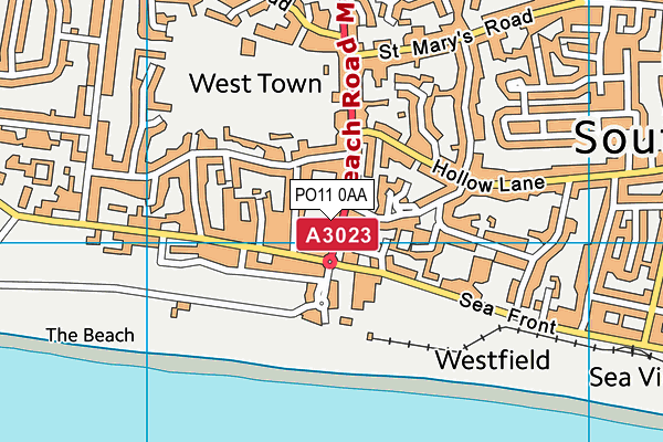 PO11 0AA map - OS VectorMap District (Ordnance Survey)