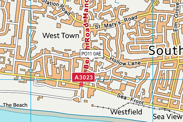 PO11 0AE map - OS VectorMap District (Ordnance Survey)