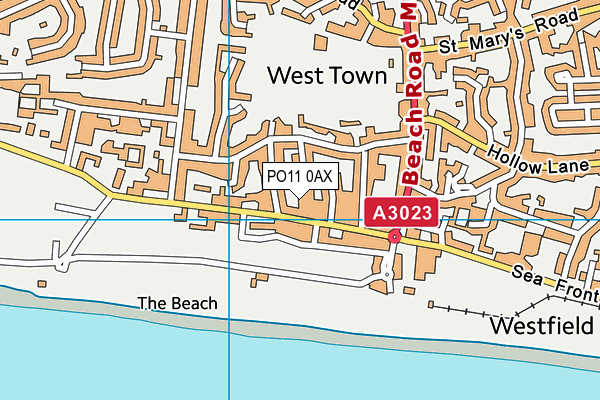 PO11 0AX map - OS VectorMap District (Ordnance Survey)