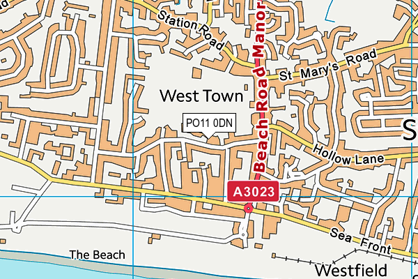 PO11 0DN map - OS VectorMap District (Ordnance Survey)