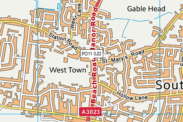 PO11 0JD map - OS VectorMap District (Ordnance Survey)