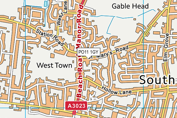 PO11 1GY map - OS VectorMap District (Ordnance Survey)