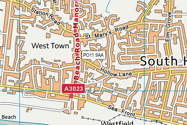 PO11 9AA map - OS VectorMap District (Ordnance Survey)