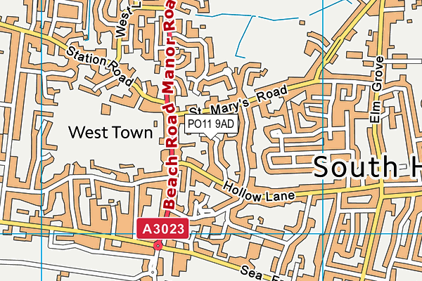 PO11 9AD map - OS VectorMap District (Ordnance Survey)