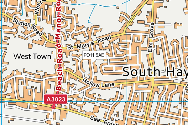PO11 9AE map - OS VectorMap District (Ordnance Survey)