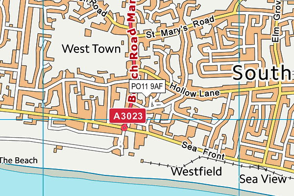 PO11 9AF map - OS VectorMap District (Ordnance Survey)