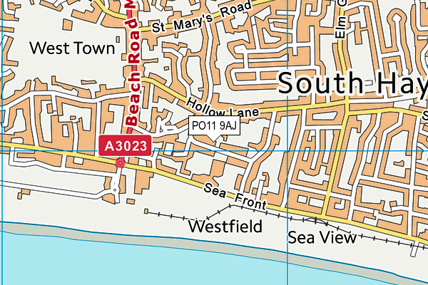 PO11 9AJ map - OS VectorMap District (Ordnance Survey)