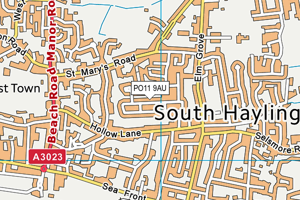 PO11 9AU map - OS VectorMap District (Ordnance Survey)