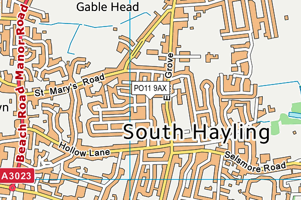 PO11 9AX map - OS VectorMap District (Ordnance Survey)