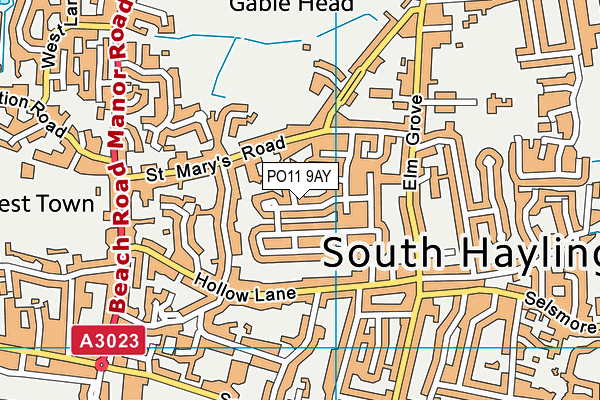 PO11 9AY map - OS VectorMap District (Ordnance Survey)