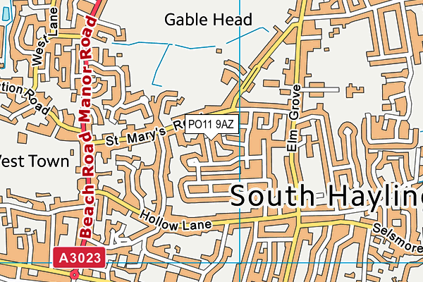 PO11 9AZ map - OS VectorMap District (Ordnance Survey)