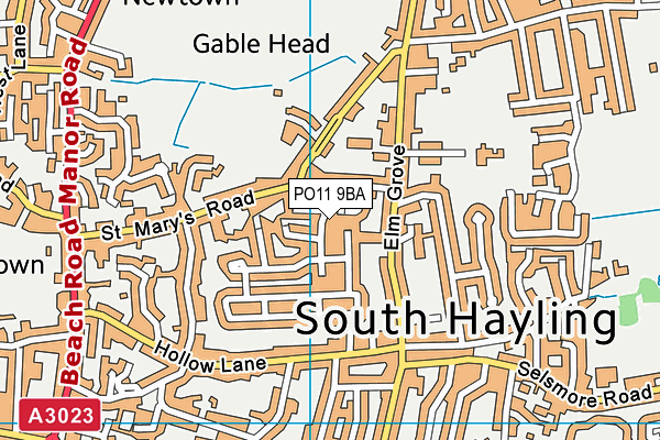 PO11 9BA map - OS VectorMap District (Ordnance Survey)