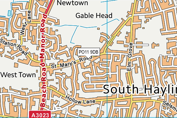 PO11 9DB map - OS VectorMap District (Ordnance Survey)