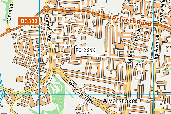 PO12 2NX map - OS VectorMap District (Ordnance Survey)