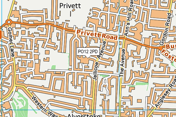 PO12 2PD map - OS VectorMap District (Ordnance Survey)