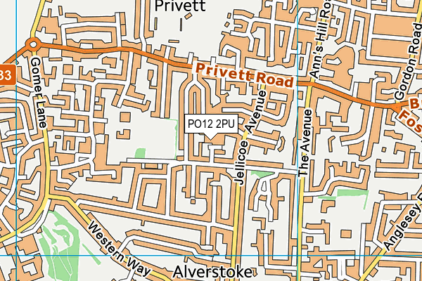 PO12 2PU map - OS VectorMap District (Ordnance Survey)