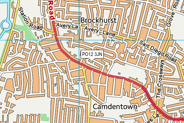 PO12 3JN map - OS VectorMap District (Ordnance Survey)