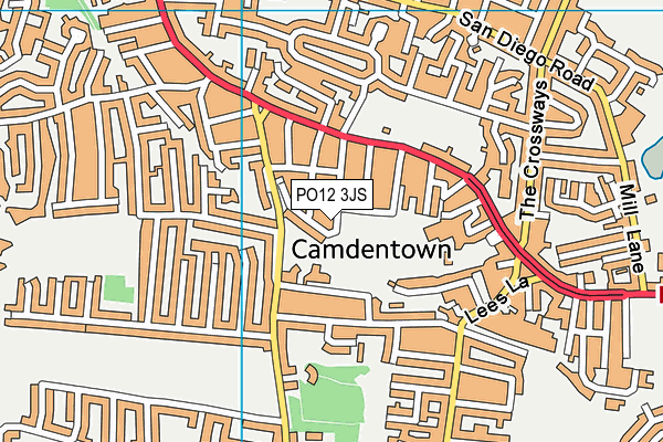 PO12 3JS map - OS VectorMap District (Ordnance Survey)