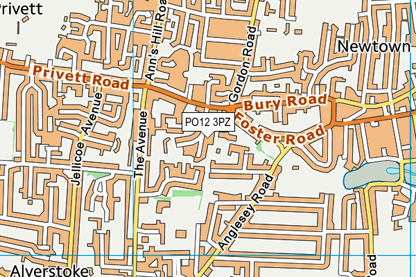 PO12 3PZ map - OS VectorMap District (Ordnance Survey)