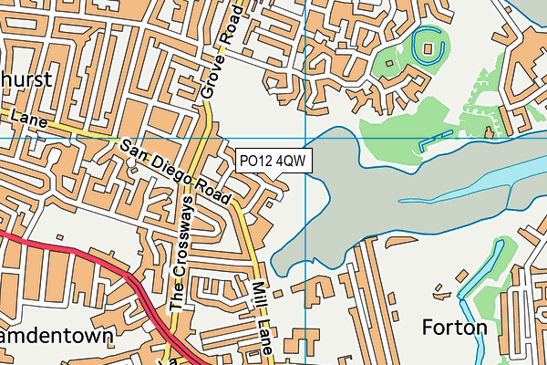 PO12 4QW map - OS VectorMap District (Ordnance Survey)
