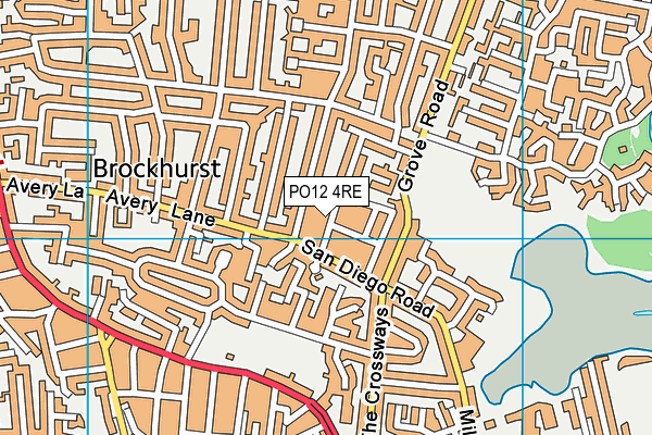 PO12 4RE map - OS VectorMap District (Ordnance Survey)