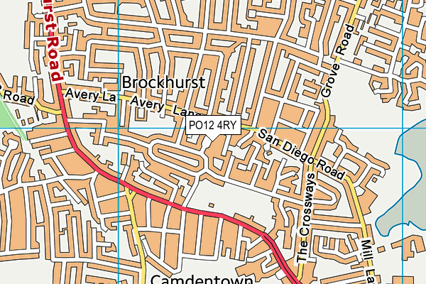 PO12 4RY map - OS VectorMap District (Ordnance Survey)