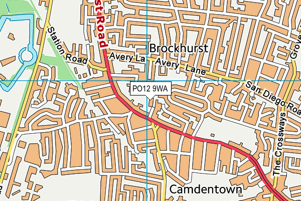 PO12 9WA map - OS VectorMap District (Ordnance Survey)