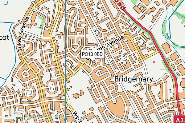 PO13 0BD map - OS VectorMap District (Ordnance Survey)