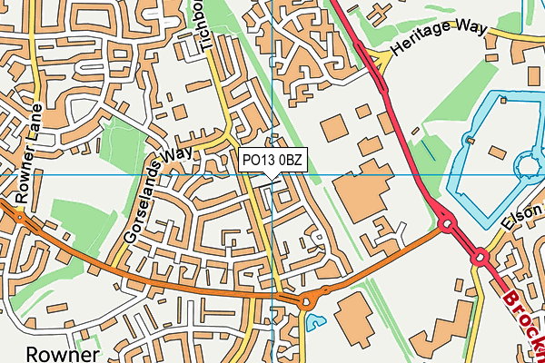 PO13 0BZ map - OS VectorMap District (Ordnance Survey)