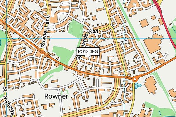 PO13 0EG map - OS VectorMap District (Ordnance Survey)