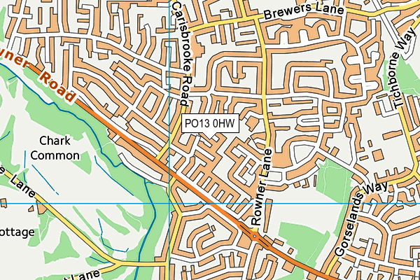 PO13 0HW map - OS VectorMap District (Ordnance Survey)