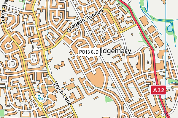 PO13 0JD map - OS VectorMap District (Ordnance Survey)
